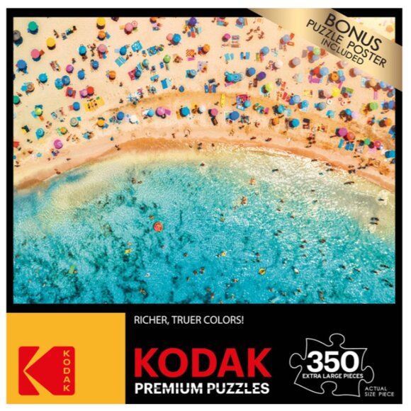 Aerial View of Sandy Beach with Colorful Umbrellas 350 large pieces puzzle - Picture 3 of 4